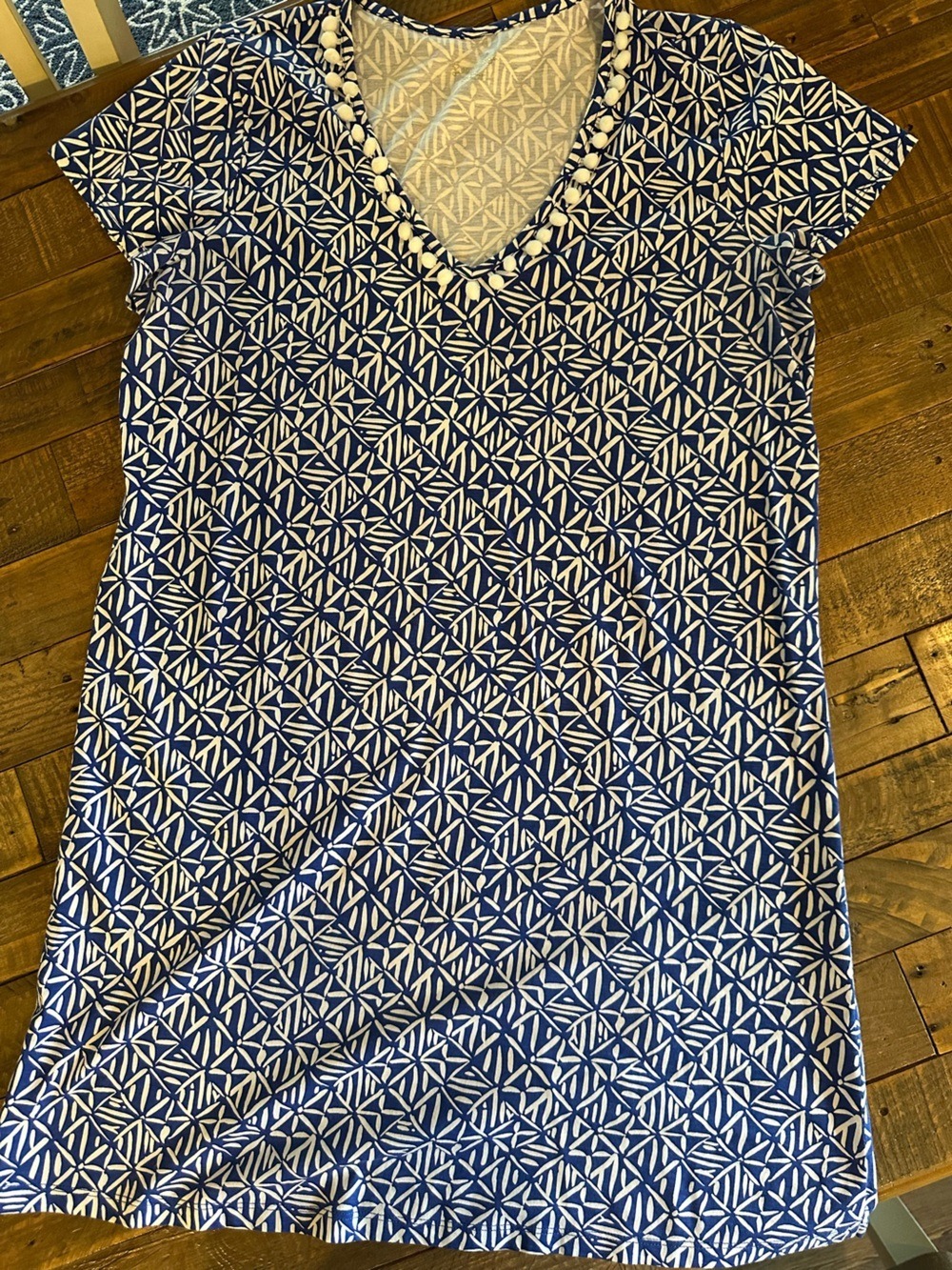 Lilly Pulitzer Etta Tshirt Dress in Corsica Blue Easy Peasy Pattern Size XL
